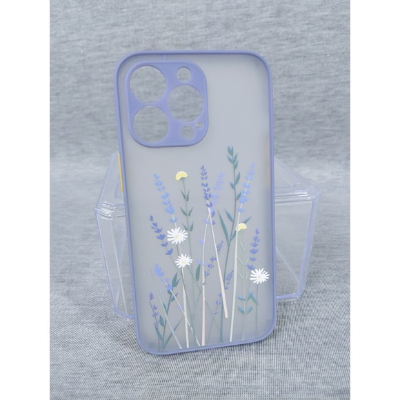 🎉 3/$20 2x 👯‍♀️Host Pick⚡️Purple Trim, ‘Frosted’ Floral Back Case- iPhone 13 Pro - Picture 4 of 11